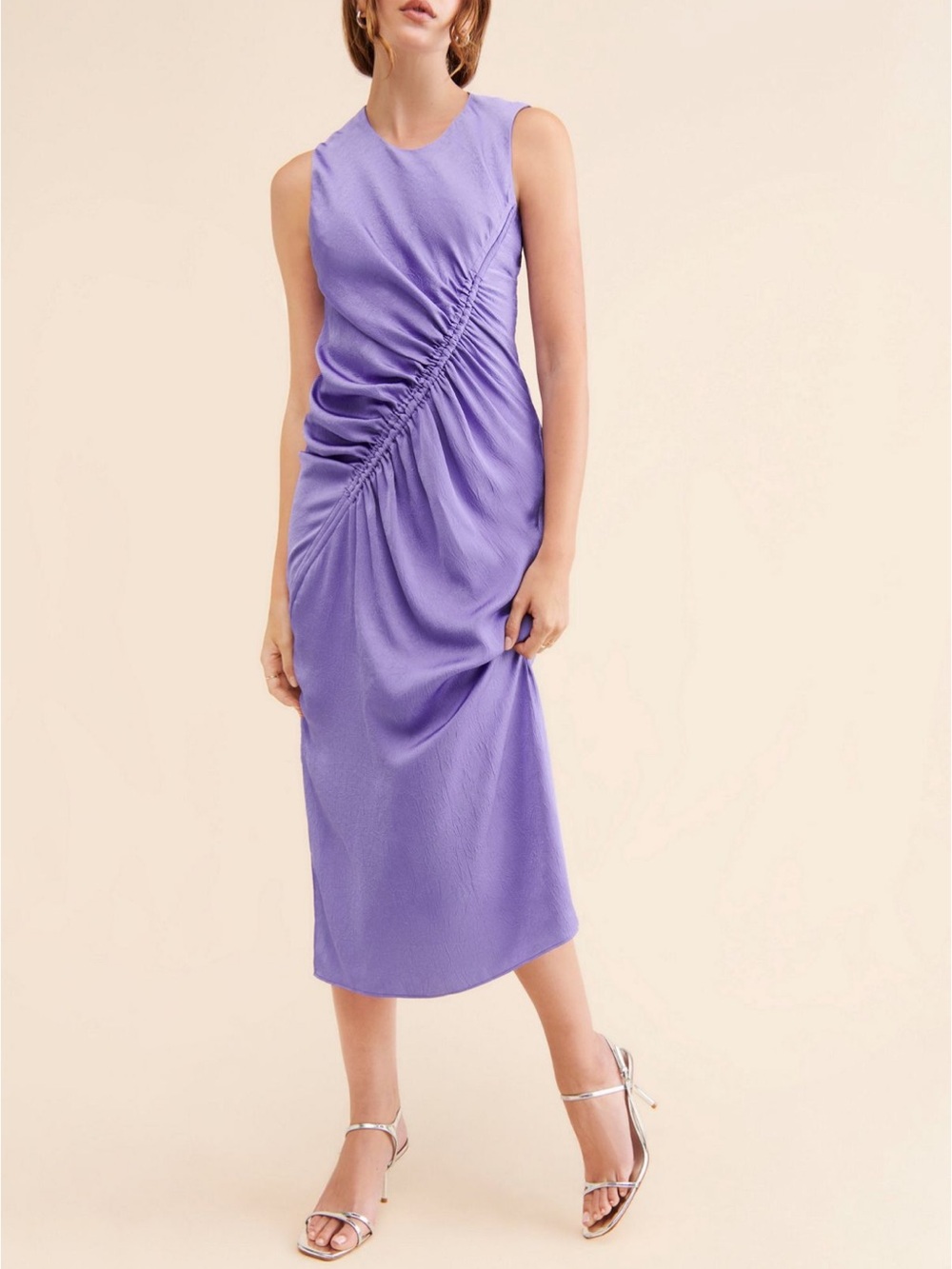 Baum und Pferdgarten Purple Allanna Ruched Dress Sz L NWT
